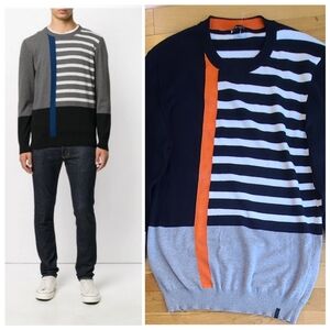 Diesel K-STRIPY Colorblock Pullover Crew Sweater Size Large Streetwear Dadcore